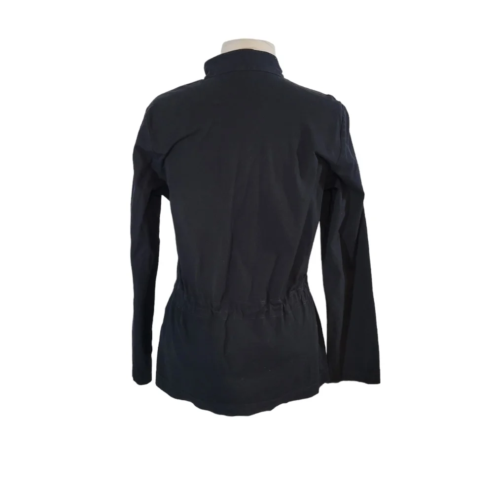 Eileen Fisher Cinched Waist Zip Up Black Jacket